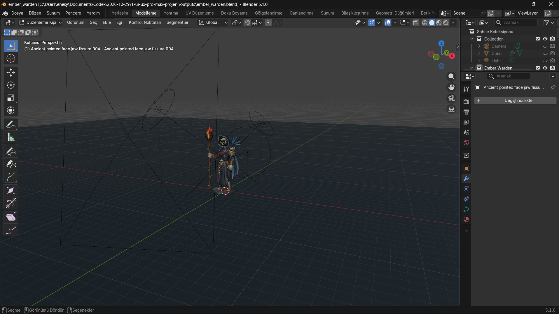 Blender’da ilk karakter modellemem — 7 saat, hâlâ devam ediyor.